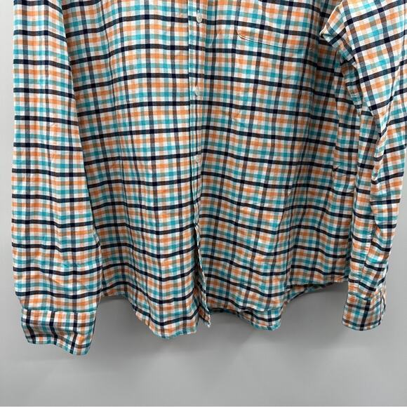 Dockers White Blue Orange Plaid Long Sleeve‎ Button Down Shirt Size XL - Picture 3 of 9